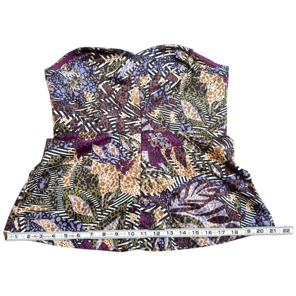 Anthropologie FEI Persir Peplum Bustier Top Size 8/M Strapless Multicolor Print - Picture 12 of 15